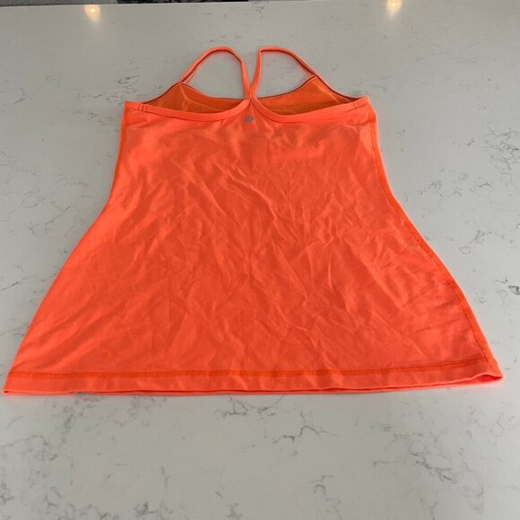 Lululemon Power Y Tank * Luon Light Yoga Workout Rback Top Pizzaz Orange Sz 6 - Picture 4 of 10